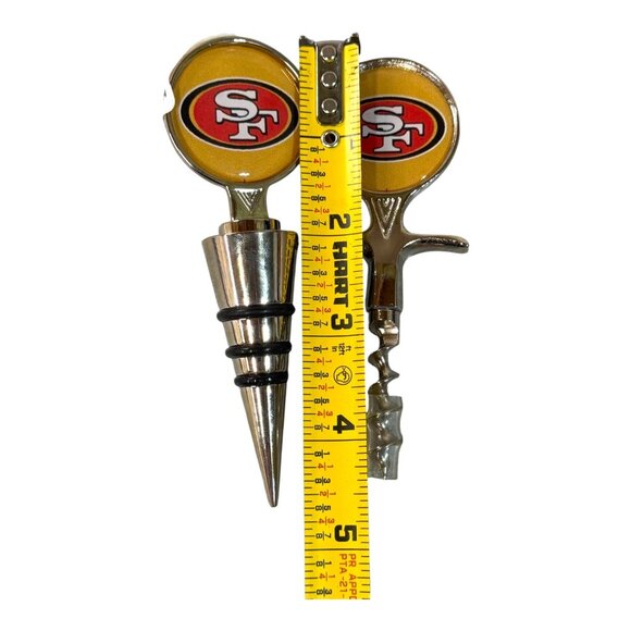 San Francisco 49ers Wine Bottle Stopper & Corkscrew Set Tailgating NFL Team Logo - Picture 5 of 5